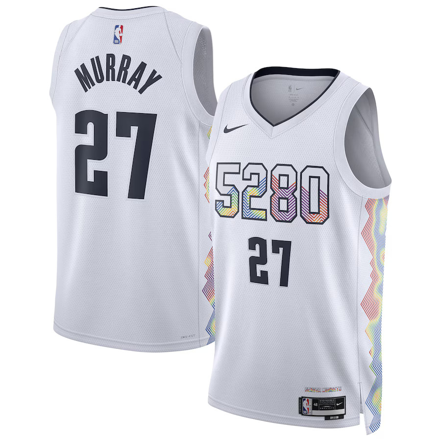 Men Denver Nuggets 27 Jamal Murray Nike White City Edition 2024-25 Swingman Player NBA Jersey